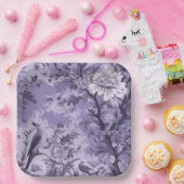 Paarse Toile de Fleur Papieren Bordje (Feest)