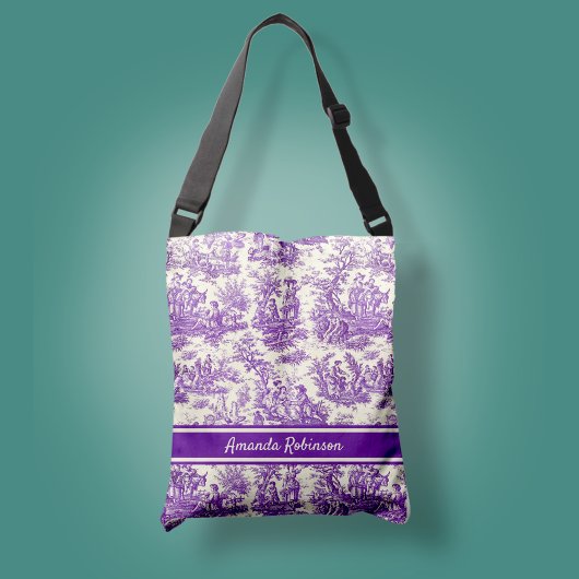 paarse Toile de Jouy afgedrukt Crossbody Tas