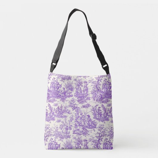  paarse Toile de Jouy afgedrukt Crossbody Tas (Achterkant)