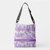  paarse Toile de Jouy afgedrukt Crossbody Tas (Voorkant)