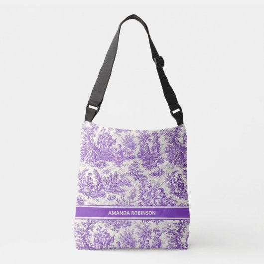  paarse Toile de Jouy afgedrukt Crossbody Tas (Voorkant)
