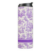 paarse Toile de Jouy afgedrukt Thermosbeker (Gedraaid links)