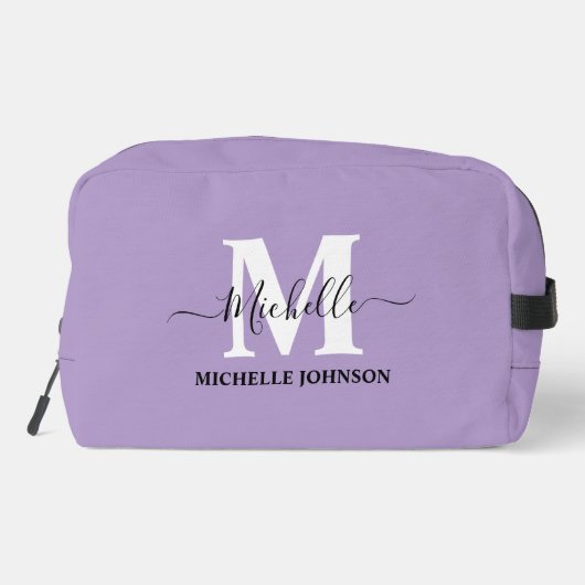Paarse toilettas met monogram toilettasje (Achterkant)