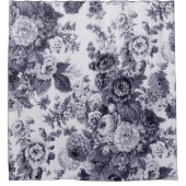 Paarse Tone Black White  Floral Douchegordijn (Voorkant)