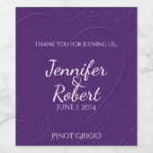 Paarse Tone Linked Hearts Wijnlabel Wijn Etiket (Enkel label)