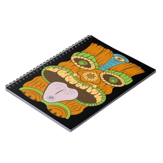 Paarse Tong Tiki standbeeld in psychedelische stem Notitieboek (Linkerzijde)