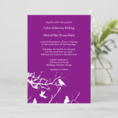 Paarse Tortelduifjes bruiloft Gepersonaliseerd Kaart (Staand voorkant)