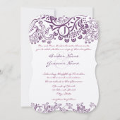 Paarse Tortelduifjes Fairy Tale Monogram Weddensch Kaart (Voorkant)