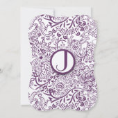 Paarse Tortelduifjes Fairy Tale Monogram Weddensch Kaart (Achterkant)