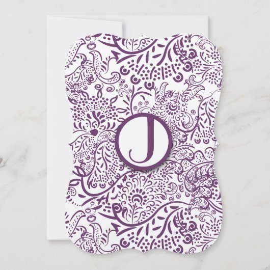 Paarse Tortelduifjes Fairy Tale Monogram Weddensch Kaart (Achterkant)