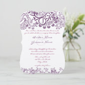 Paarse Tortelduifjes Fairy Tale Monogram Weddensch Kaart (Staand voorkant)