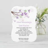 Paarse Tortelduifjes zwendelen met hand getekende  Kaart (Staand voorkant)