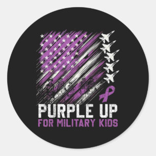 Paarse tot Kinder maand van de militaire kindertij Ronde Sticker
