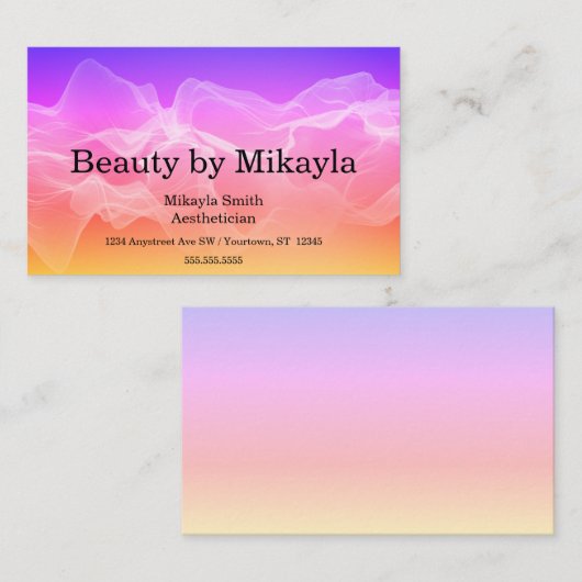 Paarse tot Oranje Verloop met Witte Rookschoonheid Visitekaartje (Voorkant / Achterkant)