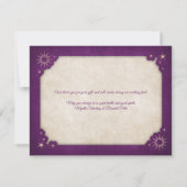 Paarse tovenaar Owl Stars Magic Wedding Bedankkaart (Achterkant)