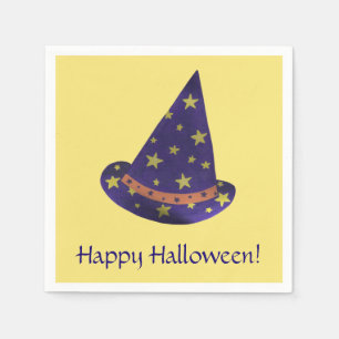 Paarse Tovenaar Pet Gele Sterren Halloween Servett Servetten