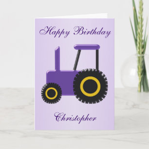 Paarse tractor Birthday Kaart