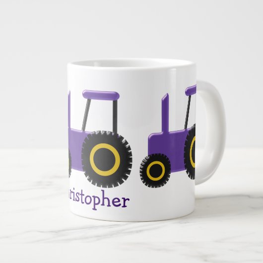 Paarse tractor grote koffiekop (Voorkant rechts)