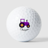Paarse Tractor Ontwerp Gepersonaliseerd Golfballen (Voorkant)