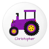 Paarse Tractor Ontwerp Gepersonaliseerd Keramische Knop (Voorkant)