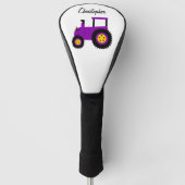 Paarse Tractor Ontwerp Golfheadcover (Voorkant)