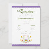 Paarse Traditionele Mexicaanse Floral Foto Quincea Kaart (Achterkant)