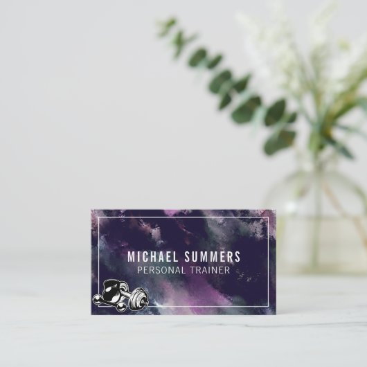 Paarse trainer Gym Coach Wecht Dumbbell Visitekaartje (Staand voorkant)