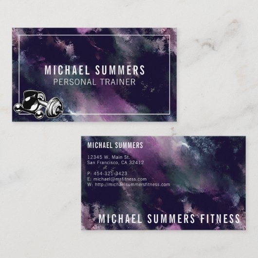 Paarse trainer Gym Coach Wecht Dumbbell Visitekaartje (Voorkant / Achterkant)