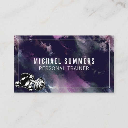 Paarse trainer Gym Coach Wecht Dumbbell Visitekaartje (Voorkant)