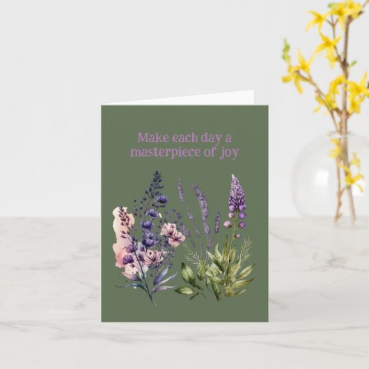 Paarse Tranquiliteit: Serene Bloemige Ontspanning  Kaart (Gele Bloem)