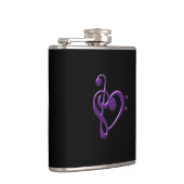 Paarse treble Bass Clef Heart Music Flask Heupfles (Rechts)