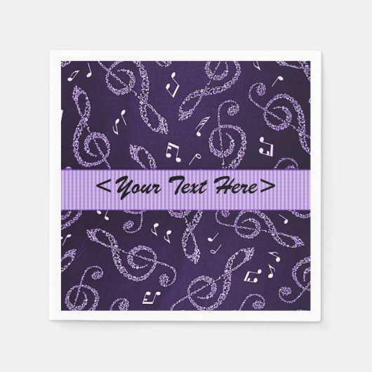 Paarse Treble Clefs Stylish personalize Napkins Servetten (Voorkant)