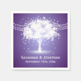Paarse Tree String Lights Gepersonaliseerde bruilo Servet