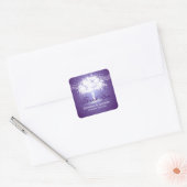 Paarse Tree String Lights Wedding Dank u Vierkante Sticker (Envelop)
