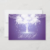 Paarse Tree String Lights Wedding RSVP Kaarten Kaartje (Achterkant)