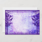 Paarse Trees String Lights Wedding Invitations Kaart (Achterkant)