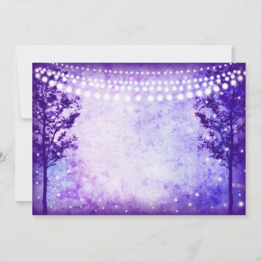 Paarse Trees String Lights Wedding Invitations Kaart (Achterkant)