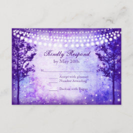 Paarse Trees String Lights Wedding RSVP-kaarten RSVP Kaartje
