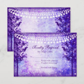 Paarse Trees String Lights Wedding RSVP-kaarten RSVP Kaartje (Voorkant / Achterkant)