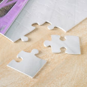 Paarse trein, spoorbaan, tunnel, reizen legpuzzel (Zijkant)