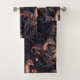 Paarse trekkers in bomen bad handdoek