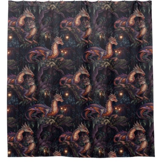 Paarse trekkers in bomen douchegordijn (Voorkant)