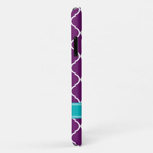 Paarse Trellis Pattern Turquoise Name Case-Mate iPhone Case (Achterkant/rechts)