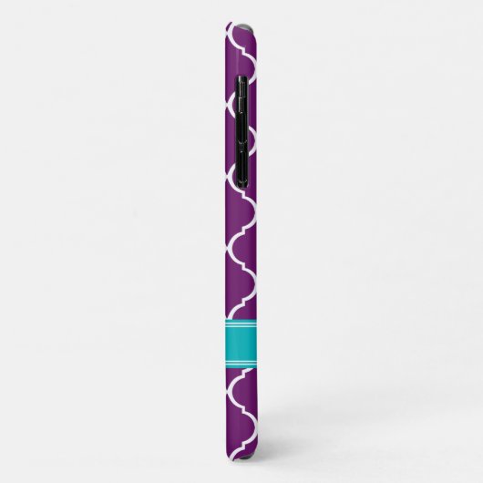 Paarse Trellis Pattern Turquoise Name Case-Mate iPhone Case (Achterkant/links)