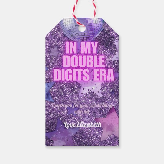 Paarse trendy in mijn dubbele cijfers tijdperk ver cadeaulabel (Voorkant)