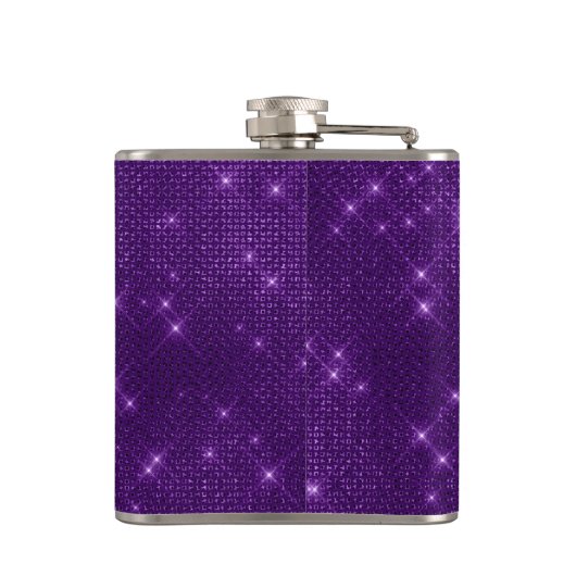 Paarse Trendy Sparkle Monogram Initiaal Heupfles (Achterkant)