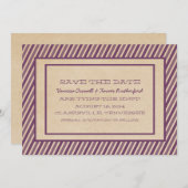 Paarse Trendy Stripes sparen de Datum uitnodigen Save The Date (Voorkant / Achterkant)