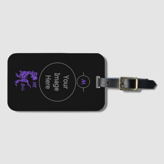 Paarse Trex de baas Dino Bagagelabel (Voorkant (horizontaal))