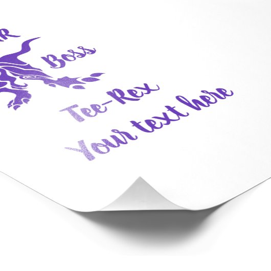 Paarse Trex de baas Dino Foto Afdruk (Hoek)