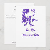 Paarse Trex de baas Dino Kaart (Voorkant / Achterkant)